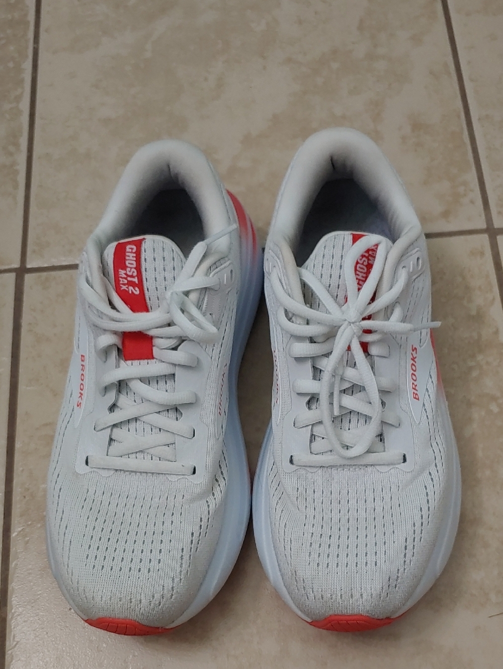 Brooks Ghost 2 Max Shoes Women's White And Orange Running Sneakers Size 8 - Picture 2 of 7